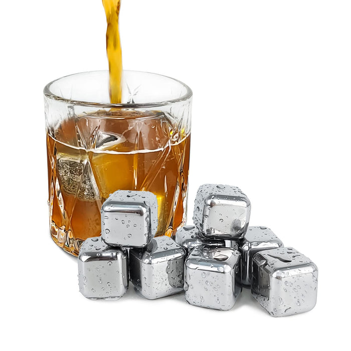 Stainless Steel Ice Cubes, 8 Pack Reusable Metal Ice Cube, Whiskey