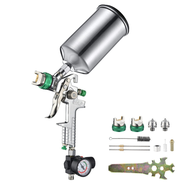 Yescom HVLP Gravity Feed Spray Gun with 1.4/1.7/2.5mm Nozzles Auto Paint Car Primer Basecoat Clearcoat 1000cc Aluminum Cup