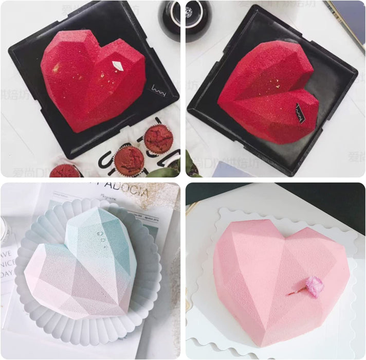 2 PCS Heart Mold, Special 3D Diamond Heart Mold, Chocolate Bar Silicone  Heart Mold, Diamond Heart Molds For Baking Cheesecake, Mousse, DIY  Chocolate, Ice Cream, Fondant(Pink) 