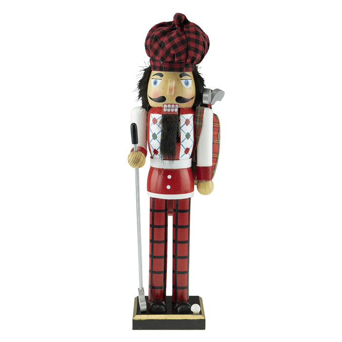 Clever Creations Black Golfer 16 Inch Traditional Wooden Nutcracker, Festive Christmas Decor for Shelves and Tables