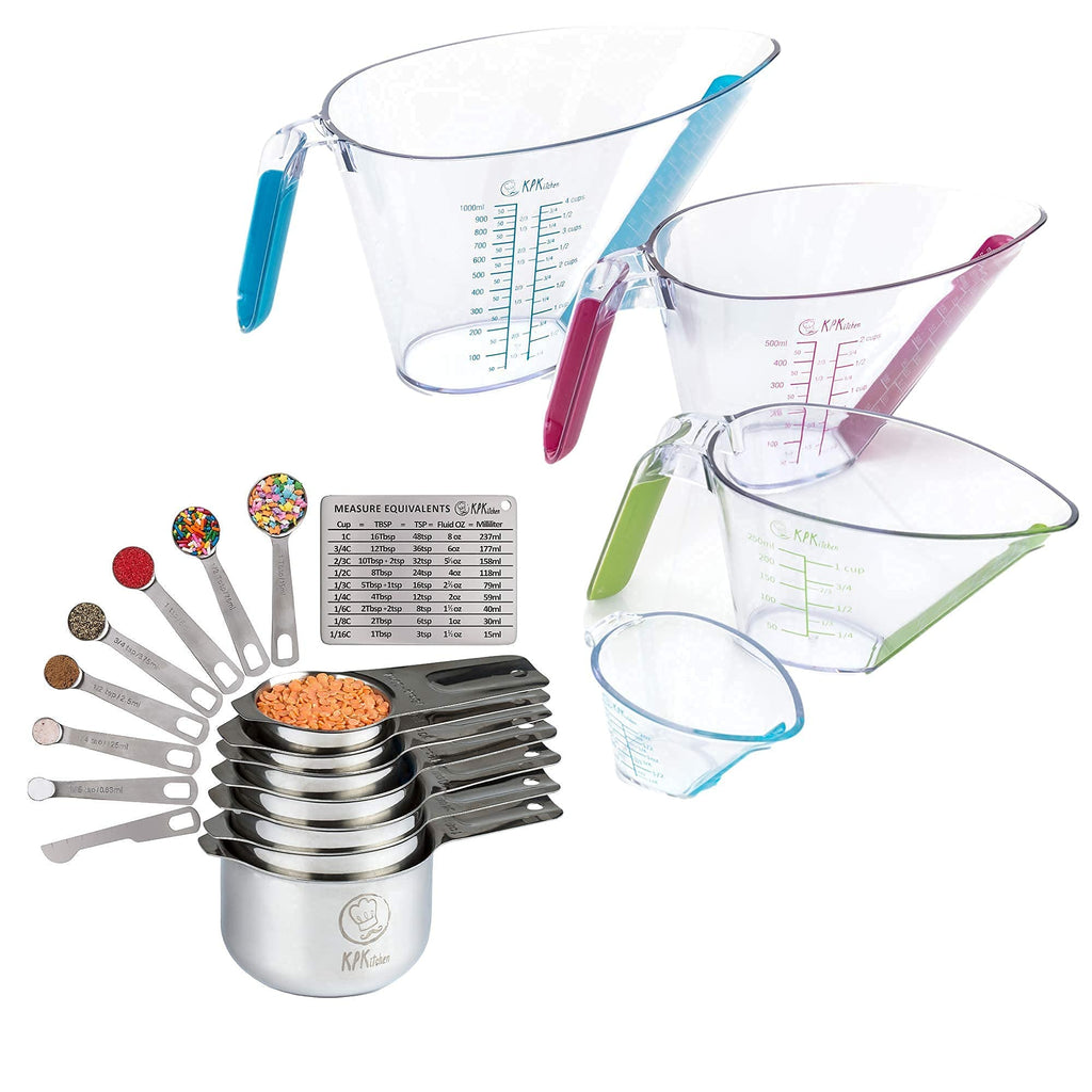 Plastic Measuring Cups Set, 1 2 4 Cup Capacity with Ounce Measurement, —  CHIMIYA