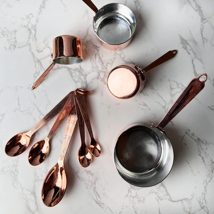 Coppermill Kitchen, Vintage Inspired Measuring Cups, Authentic Copper &  Brass, Hand-Engraved Cross & Bow Pattern