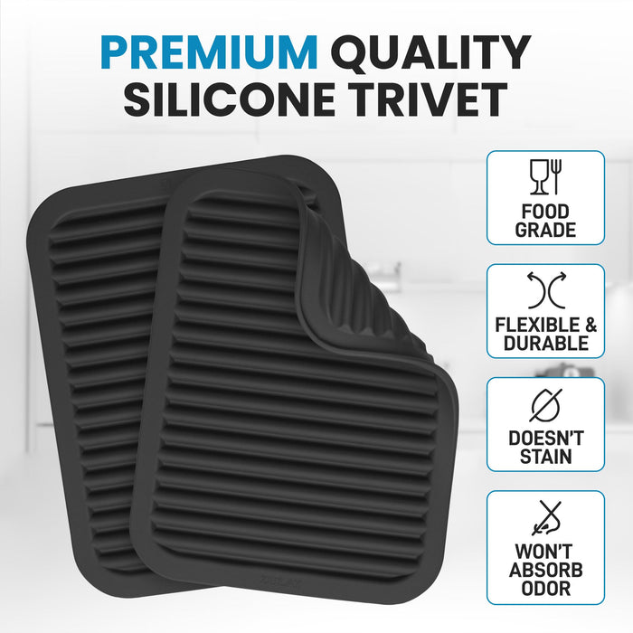 Uniques 2 Pak 9x12 Silione Trivets for Hot Pots and Pans MultiPurpose Versatile Trivet Mat Heat Resistant Silione Trivet Durable