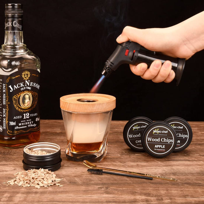 Cocktail Smoker Kit With Torch 4 Wood Chips Whiskey Stones Spoon Ice Tong  Smoker Accessories Without Butane For Bartender