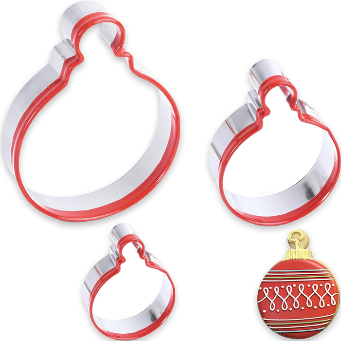 COOKIEQUE 3 Pieces Christmas Ornament Cookie Cutters Holiday Cookie Cutters Set Light Bulb Cookie Cutters for Baking