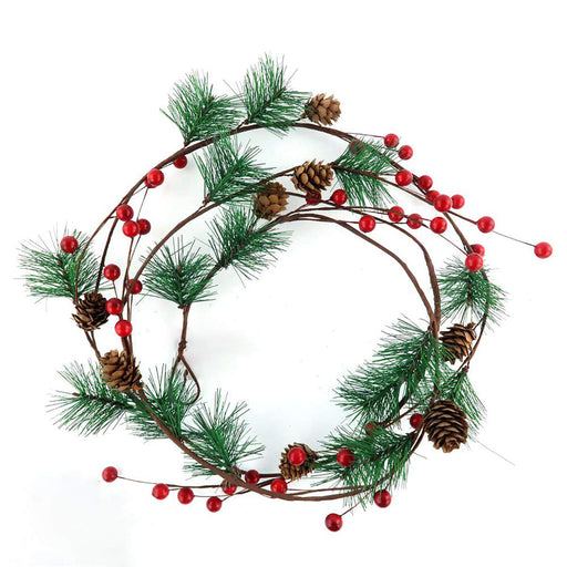 Winter Garland Christmas Decoration of Red Berries, Pine Cones, Holly &  Evergreen Pine Needle – Unlit Holiday Berry Décor for Home, Kitchen, Bar 