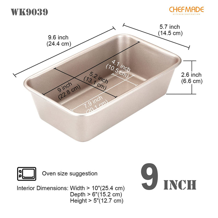CHEFMADE 9-Inch Square Cake Pan, Non-Stick Deep Dish Bakeware for Oven Baking (Champagne Gold)