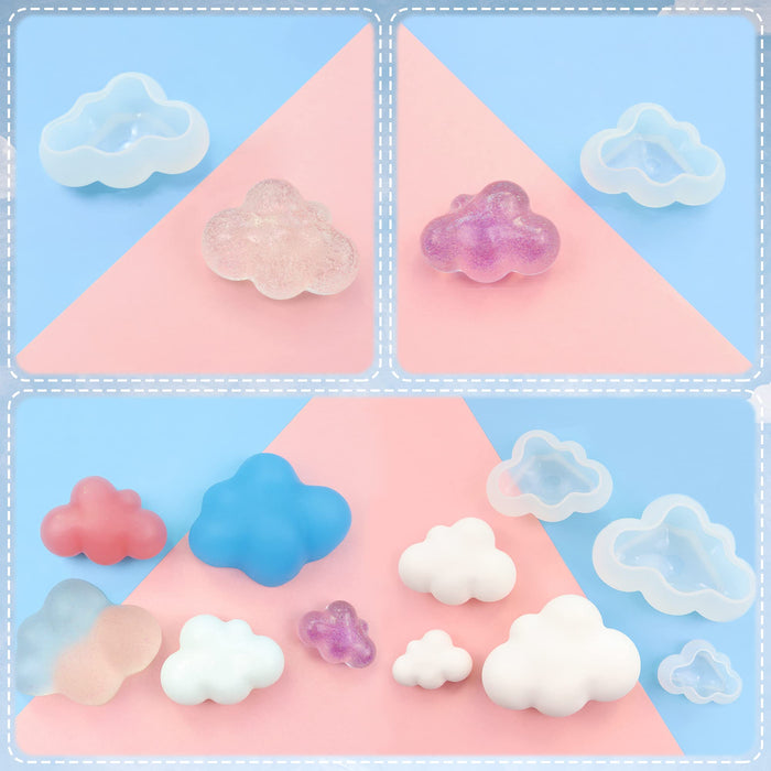 14 Pieces Cloud Shape Mold Set, 11 Pieces Cloud Cookie Cutters and 3 Pieces 3D Cloud Silicone Molds Fondant Cloud Cutter Cake Mold Fondant Cutter