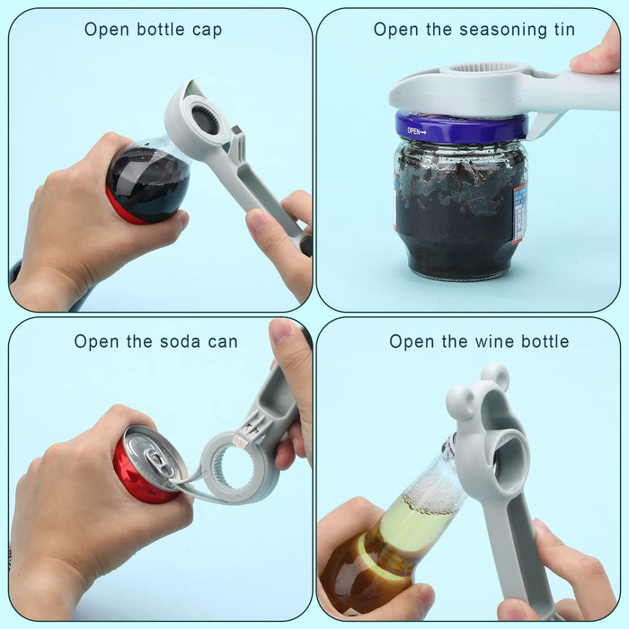 1pc 4-in-1 Multifunctional Jar Opener for Arthritic Hands and Weak Hands -  Easy to Use Lid Opener, Can Opener, and Bottle Opener - Perfect for Seniors