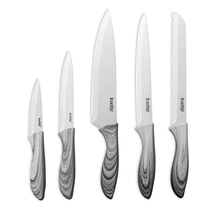 5 Piece Kitchen Knife Set with Protective Cover, High Carbon Stainless  Steel Chef Knife Set