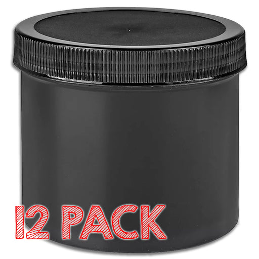 Clear Round Wide-Mouth Plastic Jars Bulk Pack - 12 oz, Black Cap