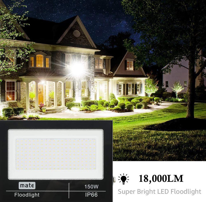 Gopretty 150W LED Flood Light, Full Wattage 18000lm Super Bright Floodlights, 110V Outdoor Waterproof Security Lamps IP66 Day White 6000K