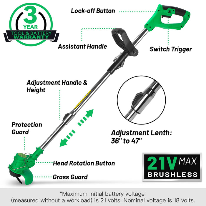 Mini-Mower Height Adjustable Cordless Weed Eater Grass Trimmer