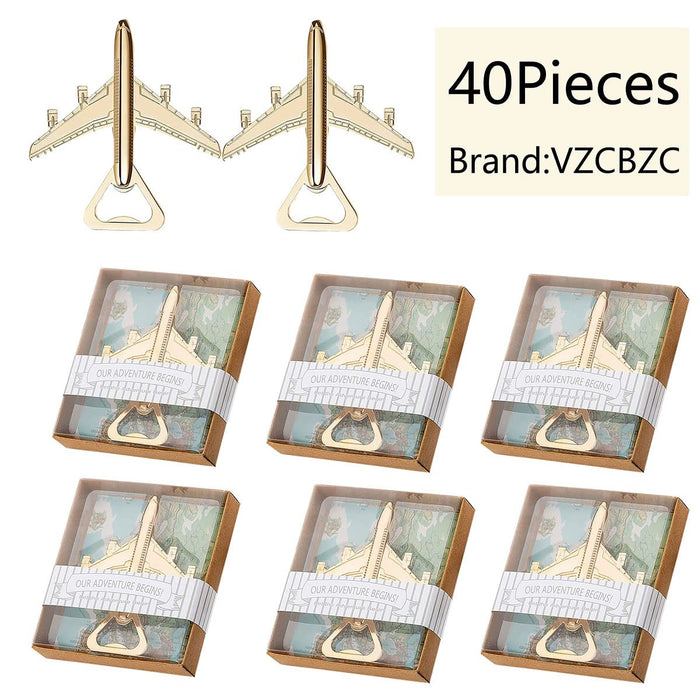 40PCS Airplane Bottle Opener for Wedding Favors Air Plane Travel Beer Bottle Openers for Guests,Party Souvenirs or Decorations