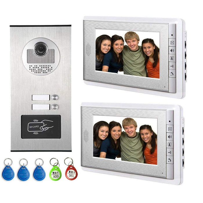AMOCAM Wired Video Intercom System, Inches Video Doorbell Door Phone System, Wired Video Door Phone HD Camera Kits Support Unlock, Monitoring, Dual- - 1