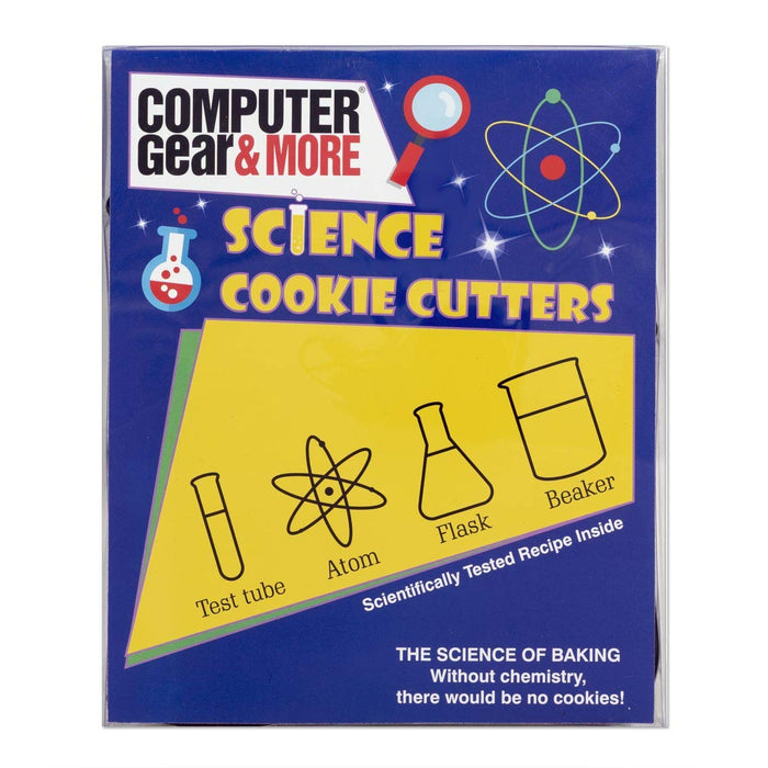 ComputerGear Science Cookie Cutters Chemistry Set, 4 Piece Stainless Steel- Includes Test Tube, Atom, Beaker, Flask