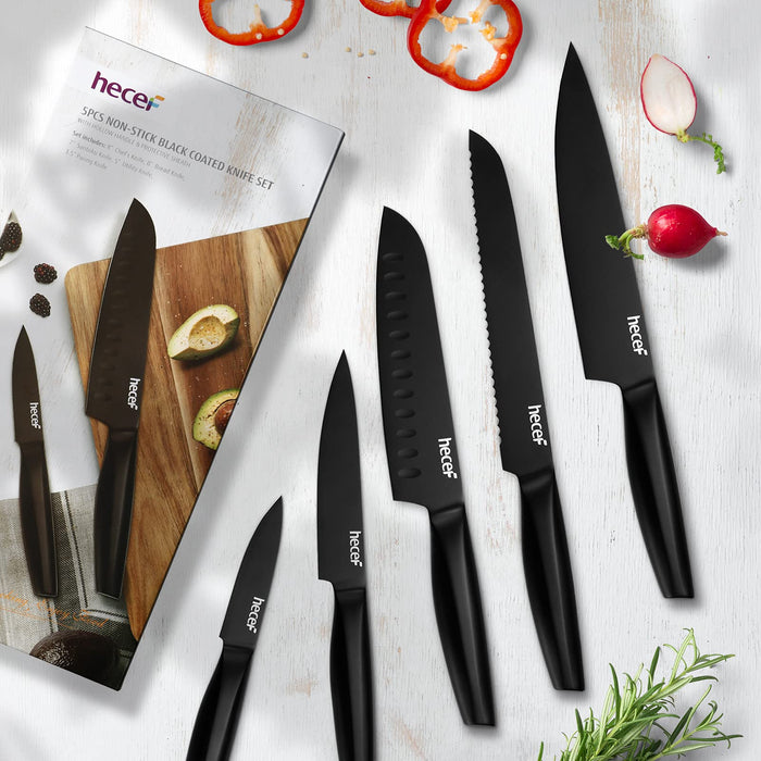 Hecef Black Oxide Knife Set of 6 with Matching Blade Protective Sheath –  Hecef Kitchen