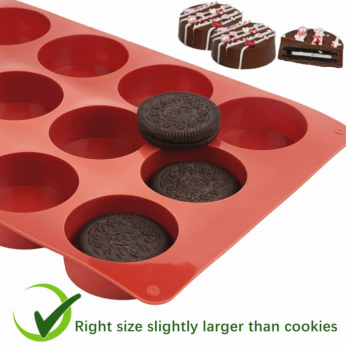Round Chocolate Cookie Molds, New Size 12-cavity Cylinder Chocolate Cover  Cookie Silicone Molds For Candy Mini Cakes Jelly Baking2 Pack