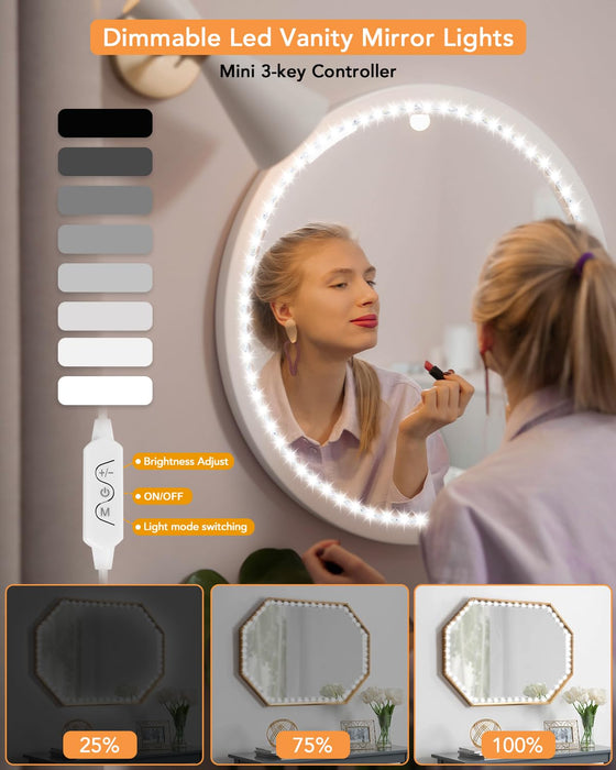 1pc LED Vanity Lights For Mirror 13ft, 3 Color Vanity Mirror