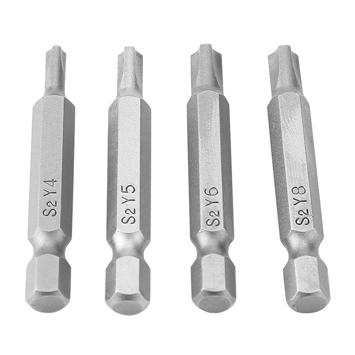 4Pcs Screwdriver Bits Y Type Bit Screw Bits Triangle-Shaped Bits Flutes Magnetic Bits for Electric Screwdrivers with 1/4Inch Hex Shaft