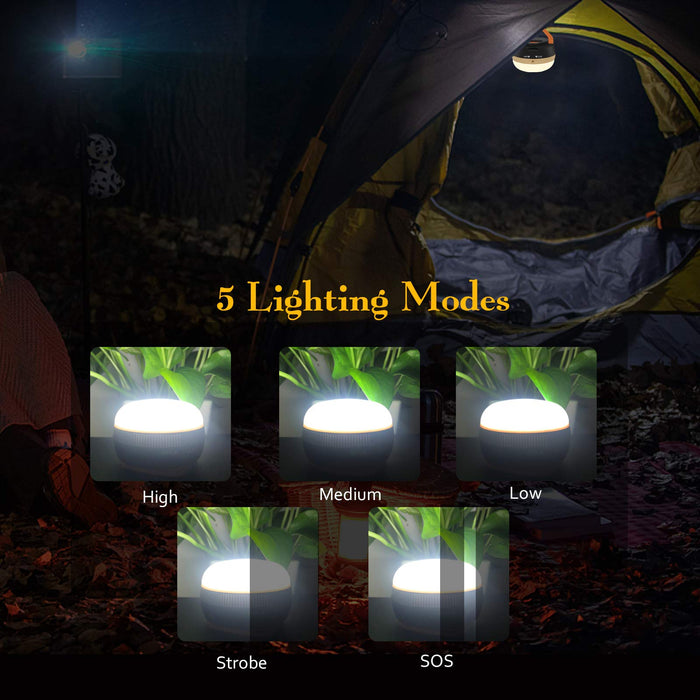 Camping Lights 5 Pack, Portable Camping Light 4 Lighting Modes