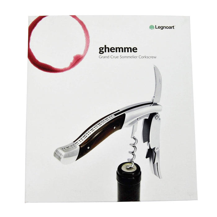 Legnoart Ghemme Grand Crue Stainless Steel Sommelier Corkscrew with Stamina Wood Handle