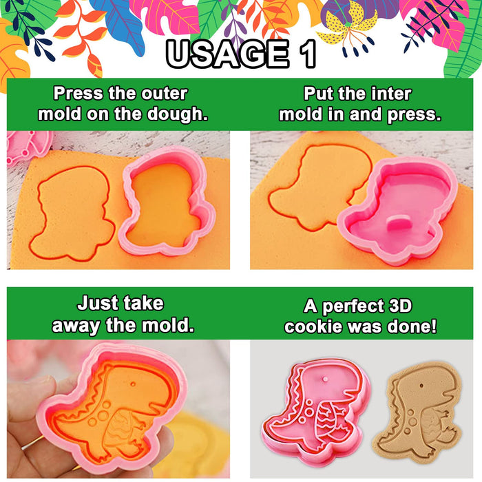 Leesgel Dinosaur Cookie Cutters for Kids Party Decorations, Dinosaur Birthday Party Supplies Favors Decor, Plastic Dino Cookie