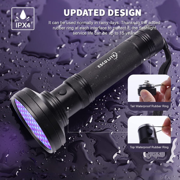 Escolite UV Flashlight Black Light, 51 LED 395 nM Ultraviolet Blacklight  Detector for Dog Urine, Pet Stains and Bed Bug
