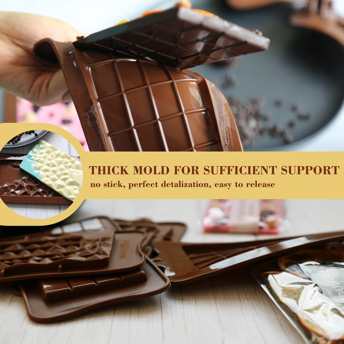 HKNMTT Chocolate Bar Molds 100pcs Set Silicone Candy Mold with Smoother Baking Scraper Wrappers and Packaging Stickers DIY Food Kits Ideal Gift for SN
