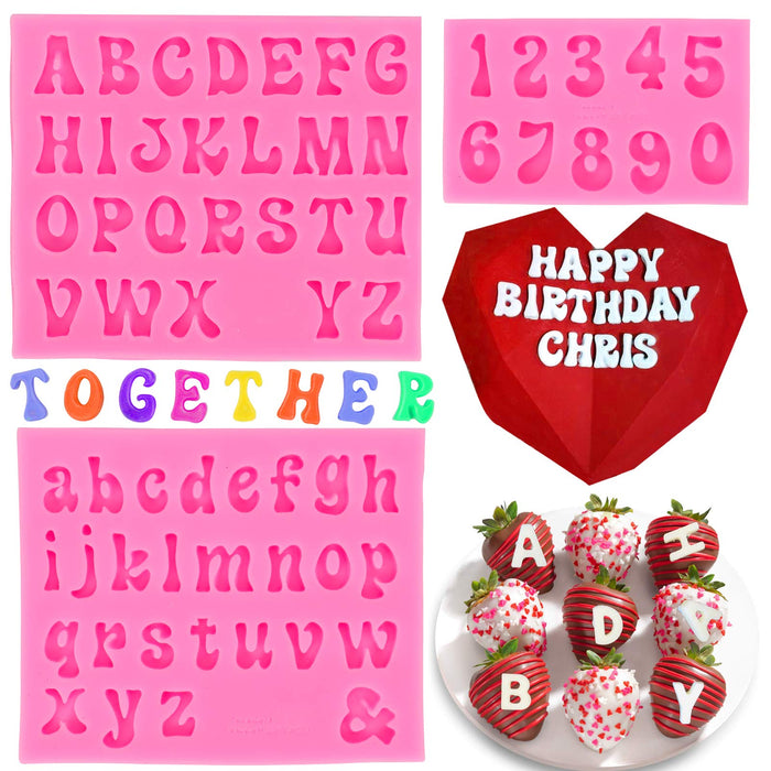 3pcs Silicone Alphabet Number Letters Fondant Mold Birthday Cake Decorating Tool