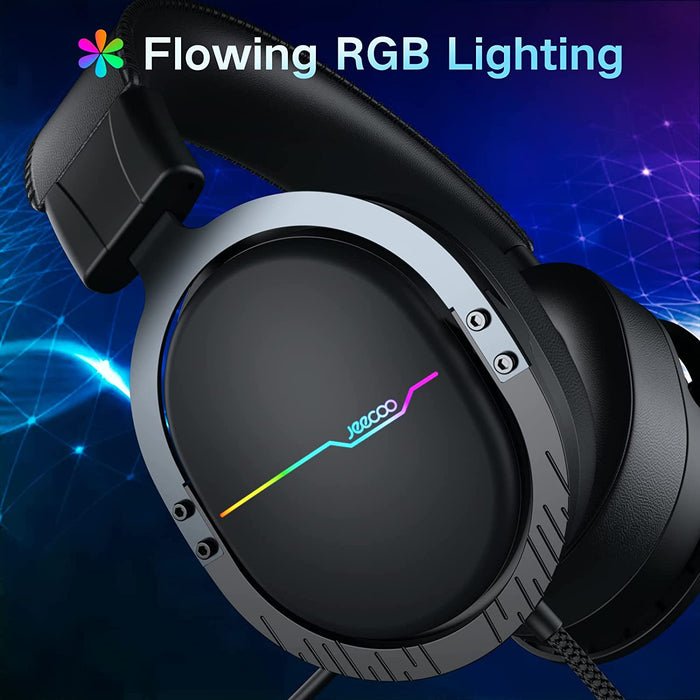  Jeecoo G80 Wireless Gaming Headset - 7.1 Surround Sound,  Detachable Clear Microphone, Low Latency LED Wireless Gaming Headphones-  Works with PS4 PS5 PC Laptop Computers : Video Games