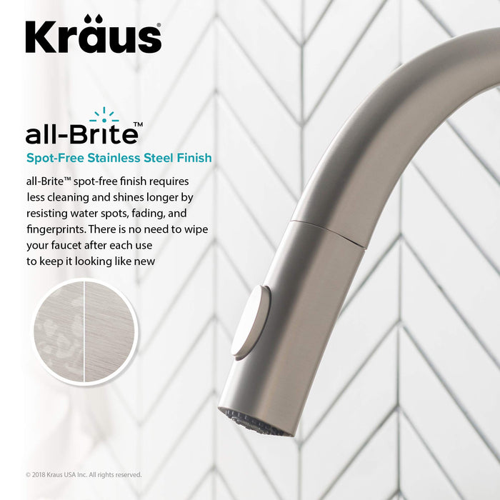 Kraus KPF-2522SFS Arqo Dual Function Pull Down Kitchen Faucet, 15 Inch, Spot Free Stainless Steel