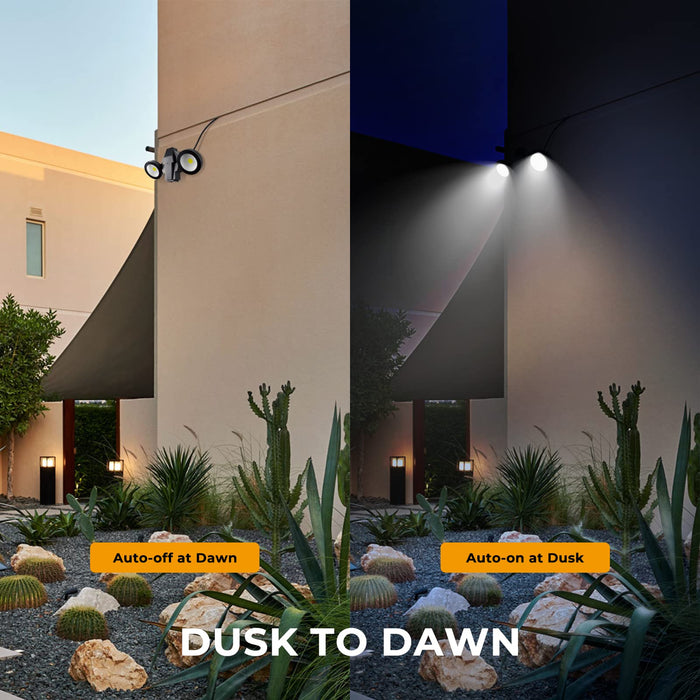 Lysed 2 Pack Outdoor Motion Sensor Light, 30W Security Lights Motion Outdoor, 5000K White Light Dusk to Dawn Flood Light, IP65 Waterproof Dual-Head Spotlight