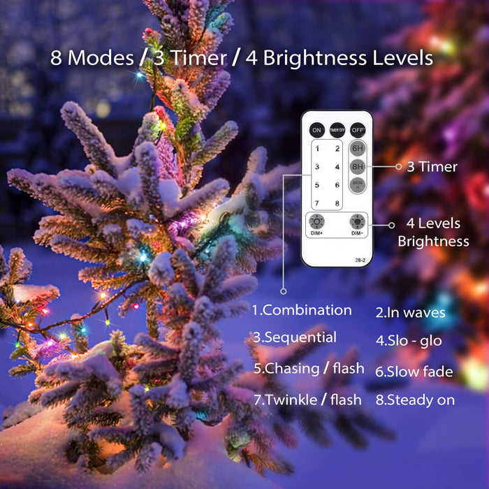 330ft 1000LED Christmas Lights with Reel, 8 Modes & Timer Remote, Clea –