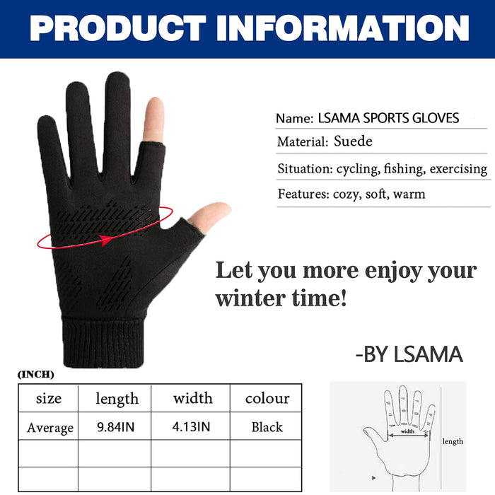 Winter Fingerless Fishing Gloves Water Repellent & Anti-Slip Bike