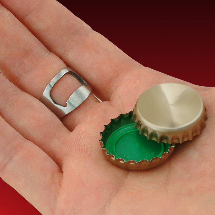 Barbuzzo Bottle Opener Ring - Set of 2 Silver Stainless Steel Finger Ring Bottle Opener Tool