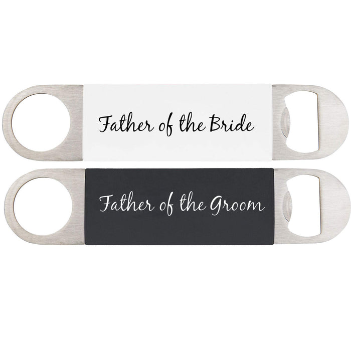 Father of the Bride/Groom - Heavy Duty Stainless Steel Flat Beer Wedding  Silicone Bottle Opener Set