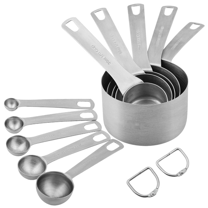 Measuring Cups and Spoons Set, Stainless Steel Metal Stackable Nesting  Measure Cups,Teaspoon, Tablespoon