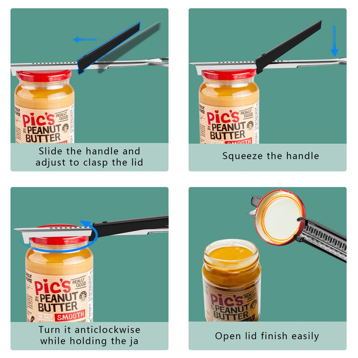 Jar Opener Rubber Weak Hands Adjustable Arthritis Jar Opener Kit 4 in 1