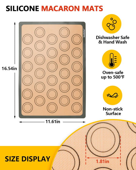 Katbite Silicone Baking Mat Set 11.6 in x 16.5 in Reusable & Nonstick  Bakeware Liners 3 Pieces