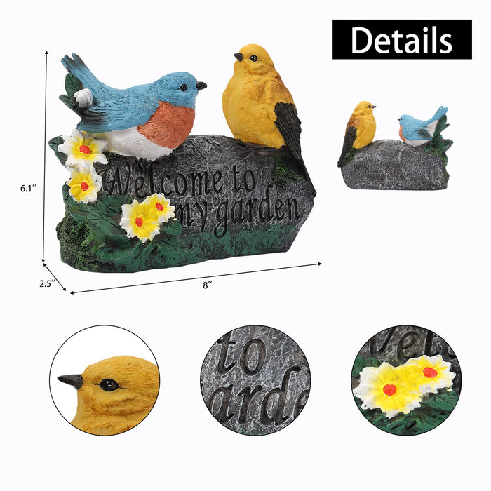 ZZICEN Bird Decor for Garden Outside - Welcome Sign Garden Decorations Garden Statues Outdoor Clearance for Patio, Lawn, Yard Funny Fairy Ornaments Art Decoration