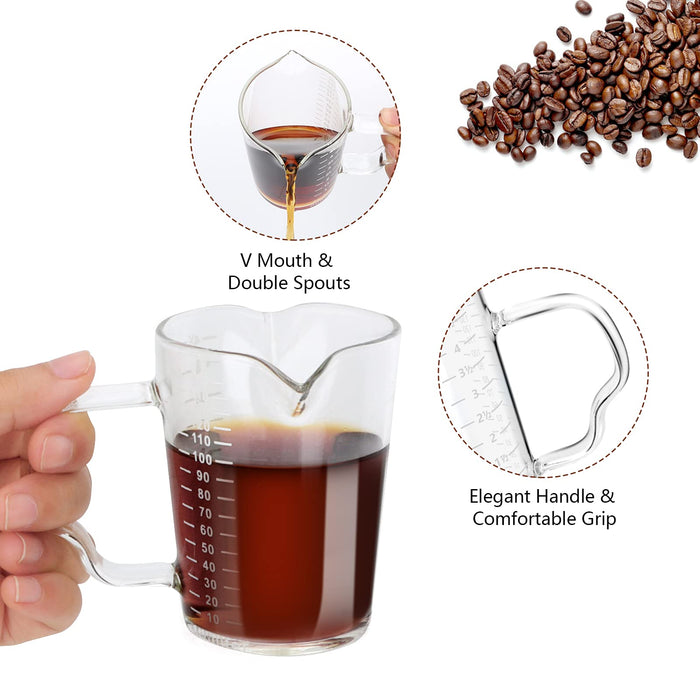 4.5oz Ounce Glass Measuring Cup Double Spouts Espresso Cup