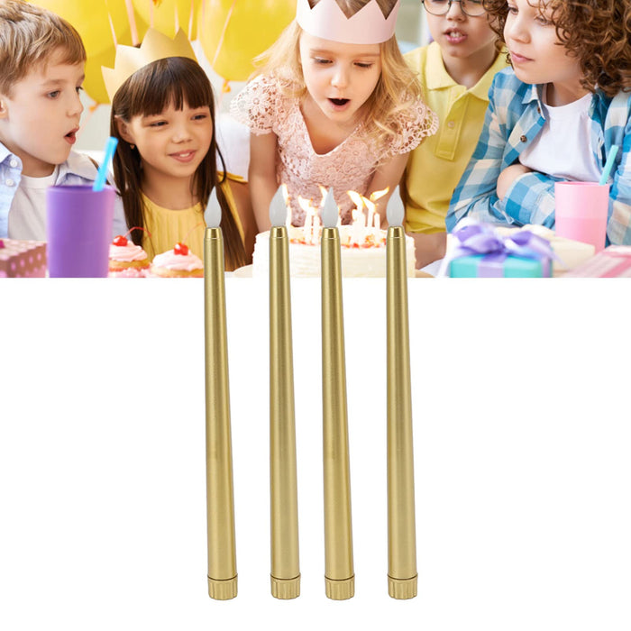 4Pcs 10 Inch Flameless Taper Candles LED Candles Light Battery Powered Electric LED Taper Candle Warm Light for Christmas Holiday Wedding Birthday (Gold)