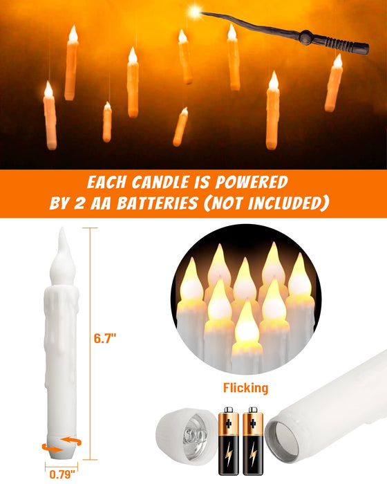 Floating Candles with Wand Control, 12Pcs Hanging Flameless Candles,  Christmas Candles for Christmas Decor Halloween Holiday Party Birthday  Wedding