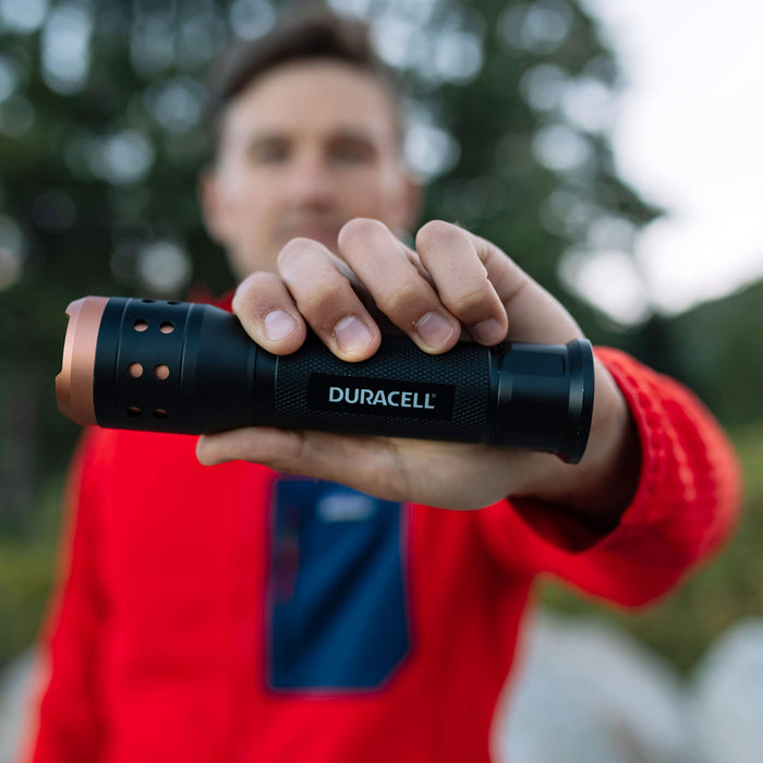 Infinity X1 Duracell 700 Lumen Aluminum Focusing Flashlight for Everyday Use - Ultra-Light and Easy to Carry Design with 3 Modes and 3-AAA Batteries Included. Great for in-DoorOut-Door Use