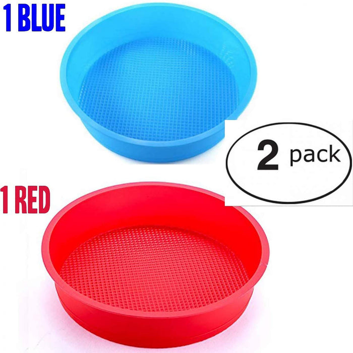 zswell Round Silicone Cake Pan Baking Mold 6 Inches - Set of 2 - BPA-Free - Kitchen Baking Tool Red and Blue with Egg White Separator