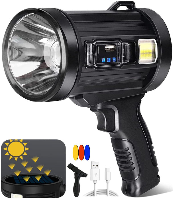 Super Bright Rechargeable Handheld LED Spotlight Portable Flashlight High  Powered Searchlight Large Lithium Battery Long Lasting Camping Torch  Lantern