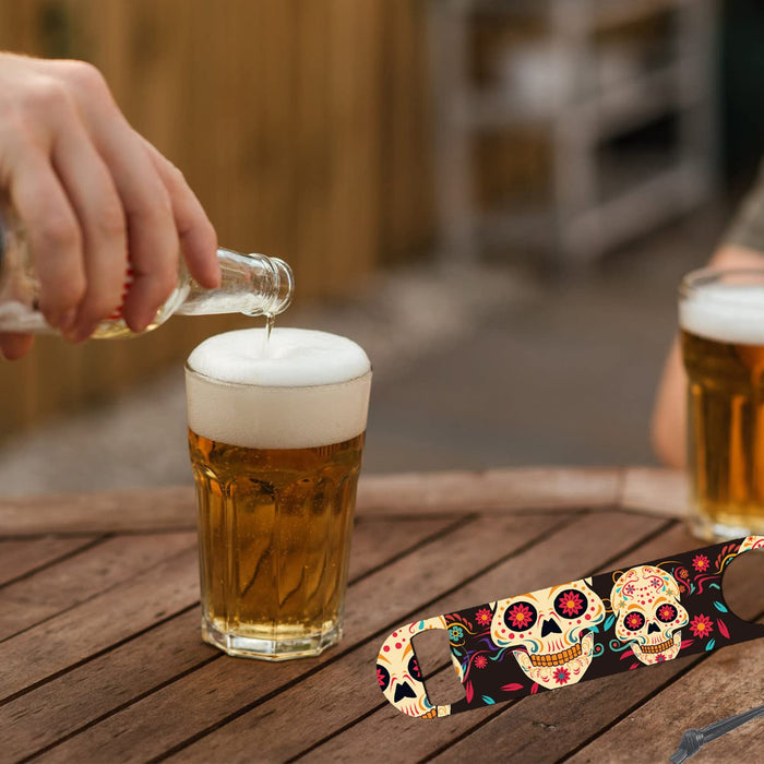 Funny Vintage Colorful Mexico Sugar Skull Art Stainless Steel Bottle Opener Bar Key For Friend Boyfriend Men Joke Holiday