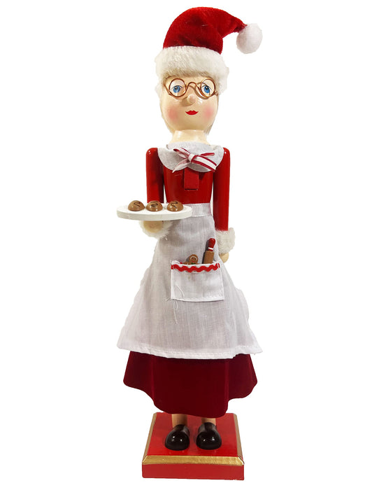 Mrs. Santa Claus with Baked Goods and Rolling Pin Large Unique Decorative Holiday Season Wooden Christmas Nutcracker and Tree Ornament