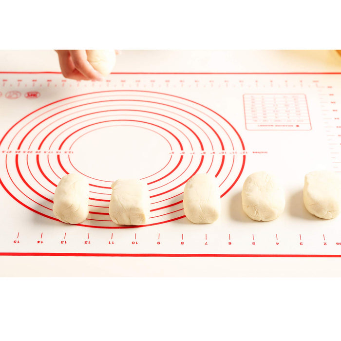 Silicone Baking Mat Non Slip Pastry Mat with Measurement Non Stick BPA Free  Baking Mat Sheet for Rolling Dough Counter Cookies Pie, 24 x 16 Inches Red